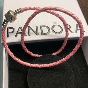 Pandora Moments Double shimmer pink woven leather bracelet. Excellent condition.